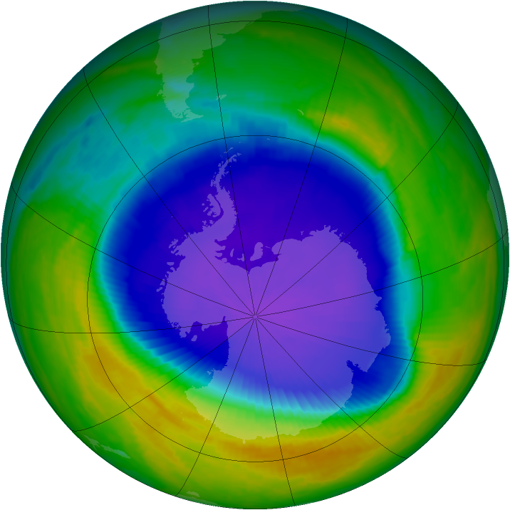 Antarctic ozone map for 19 October 1999